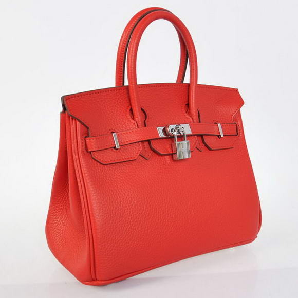 Super A Replica Hermes Birkin 25CM Tote Bags Togo Leather Red Silver 60799 - Click Image to Close